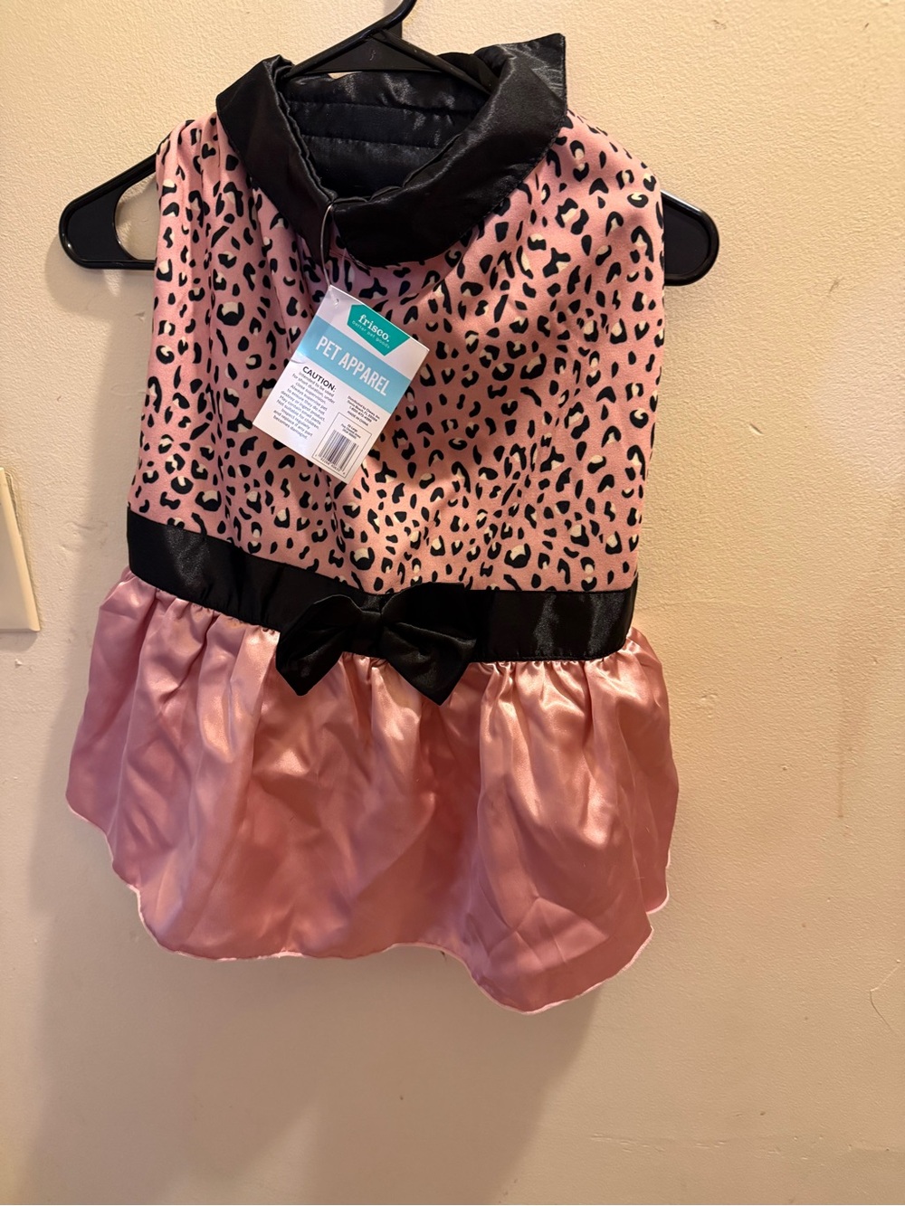 Pink Leopard Satin Pet Dress with Black Accents
